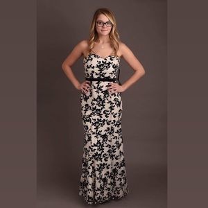 Strapless Black And White Floral Dress